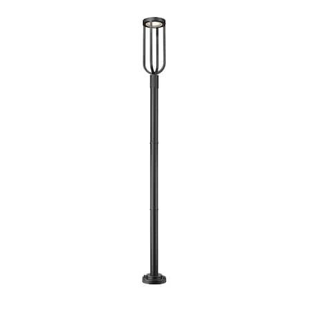 Z-Lite Leland Outdoor Post Mounted Fixture, 1-Light, 9 In.W x 97.25 In.H, Sand Black/Sand Blast 5005PHB-5012P-BK-LED